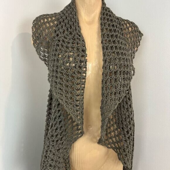 Vintage Women’s One Size Knit Crotchet Cardigan Shawl Wrap Fishnet Grunge - Picture 2 of 10